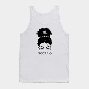 Messy Bun Celestial Queen: Scorpio Zodiac Sign Tank Top